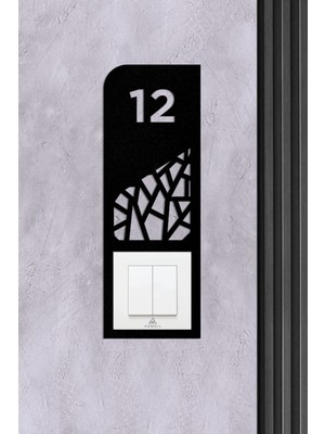 Ahwall Kişiselleştirilebilir Dekoratif Daire Kapı Numarası Zil Priz Çerçevesi MDF Malzemeden Siyah