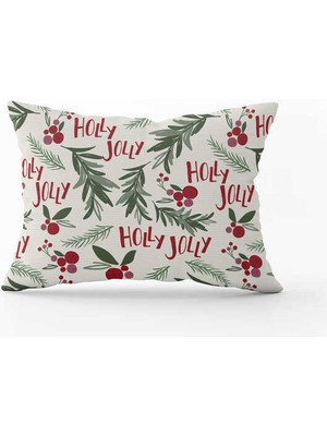 Cango Home Kırmızı Yeşil Yılbaşı Temalı Dijital Baskılı Kırlent Kılıfı CGH793-3550 Çift Tarafı Baskılı