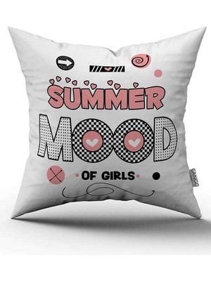 Cango Home Çift Taraflı Beyaz Pembe Dekoratif Yazılı Dijital Baskı Kırlent Yastık Kılıfı - CGH472-CT