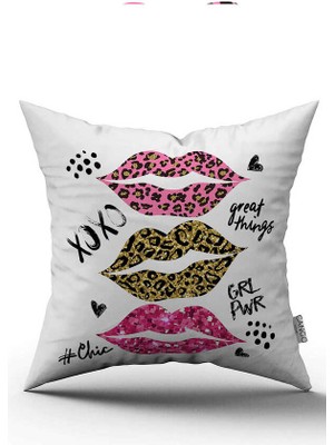 Cango Home Çift Taraflı Beyaz Pembe Modern Leopar Desenli Dijital Baskı Kırlent Yastık Kılıfı - CGH426-CT