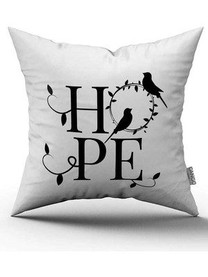 Cango Home Çift Taraflı Beyaz Siyah Hope Yazılı Dijital Baskı Kırlent Yastık Kılıfı - CGH414-CT