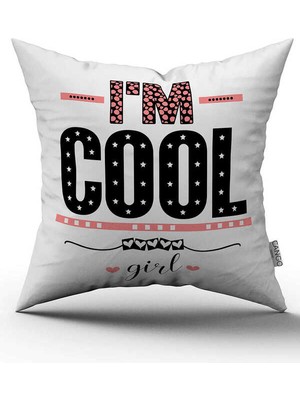 Cango Home Çift Taraflı Beyaz Siyah Im Cool Yazılı Modern Dijital Baskı Kırlent Yastık Kılıfı - CGH390-CT
