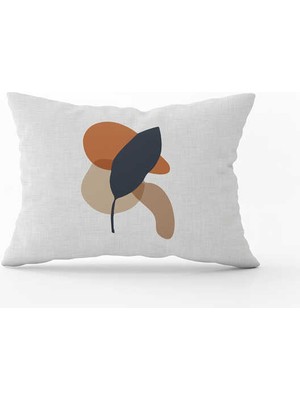 Cango Home Lacivert Turuncu Bohem Tarz Yaprak Desenli Dijital Baskılı Kırlent Yastık Kılıfı  CGH696-3550 Çift Tarafı Baskılı