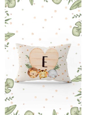 Cango Home Krem Yeşil Puantiyeli Bohem Tarz Hayvan Figürlü Çift Tarafı Dijital Baskılı Çocuk Kırlent KILIFI-HRF08-E-3550