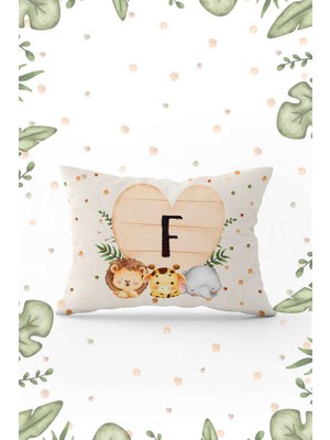 Cango Home Krem Yeşil Puantiyeli Bohem Tarz Hayvan Figürlü Çift Tarafı Dijital Baskılı Çocuk Kırlent KILIFI-HRF08-F-3550