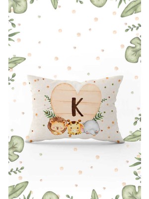 Cango Home Krem Yeşil Puantiyeli Bohem Tarz Hayvan Figürlü Çift Tarafı Dijital Baskılı Çocuk Kırlent KILIFI-HRF08-K-3550