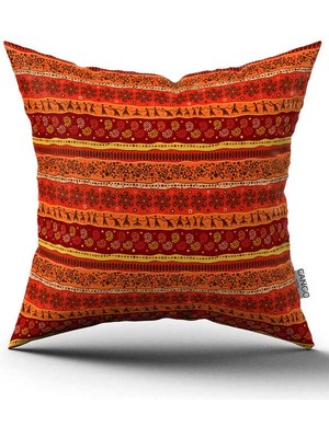 Cango Home Çift Taraflı Kırmızı Etnik Afrika Desenli Dijital Baskılı Kırlent KILIFI-CGH1263-CT