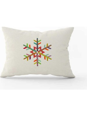 Cango Home Krem Çok Renkli Yılbaşı Temalı Dijital Baskılı Kırlent Kılıfı CGH825-3550 Çift Tarafı Baskılı