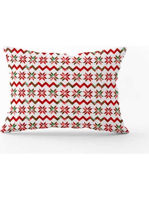 Cango Home Kırmızı Yeşil Yılbaşı Temalı Dijital Baskılı Kırlent Kılıfı CGH883-3550 Çift Tarafı Baskılı