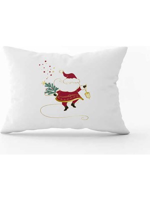 Cango Home Kırmızı Yeşil Yılbaşı Temalı Dijital Baskılı Kırlent Kılıfı CGH904-3550 Çift Tarafı Baskılı
