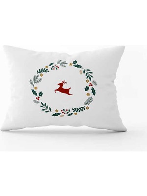 Cango Home Yeşil Kırmızı Yılbaşı Temalı Dijital Baskılı Kırlent Kılıfı CGH908-3550 Çift Tarafı Baskılı