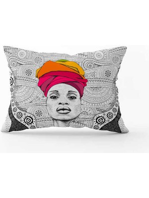 Cango Home Gri Siyah Afrika Etnik Desenli Dijital Baskılı Kırlent Kılıfı CGH943-3550 Çift Tarafı Baskılı