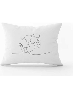 Cango Home Beyaz Siyah Modern Sevgililer Günü Temalı Dijital Baskılı Kırlent Kılıfı CGH989-3550 Çift Tarafı Baskılı