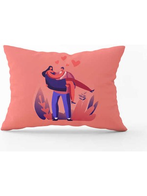 Cango Home Pembe Modern Sevgililer Günü Temalı Dijital Baskılı Kırlent Kılıfı CGH997-3550 Çift Tarafı Baskılı