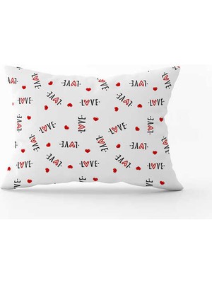Cango Home Beyaz Kırmızı Modern Sevgililer Günü Temalı Dijital Baskılı Kırlent Kılıfı CGH1005-3550 Çift Tarafı Baskılı