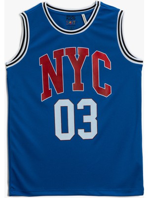 Koton Baskılı Atlet Çizgili Bisiklet Yaka