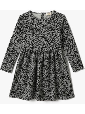 Koton Uzun Kollu Elbise Leopar Desenli