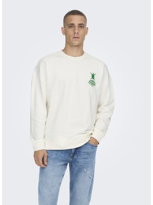 Only & Sons Bisiklet Yaka Açik Gri Erkek Sweatshirt 22023126_ONSTOBY Rlx Symbol Print C