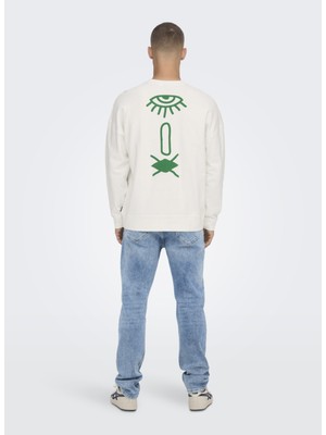 Only & Sons Bisiklet Yaka Açik Gri Erkek Sweatshirt 22023126_ONSTOBY Rlx Symbol Print C