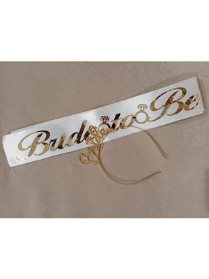 Newin Style Altın / Gold Renk Bride To Be Kuşak ve Taç Seti