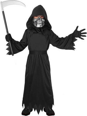 Pandoli Çocuk Halloween Azrail Orağı Cadılar Bayramı Azrail Orak Gümüş Renk 45 cm
