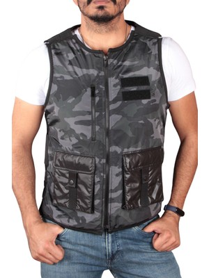 Tom Free Denim Giyim Erkek Kamuflaj Spor Yelek