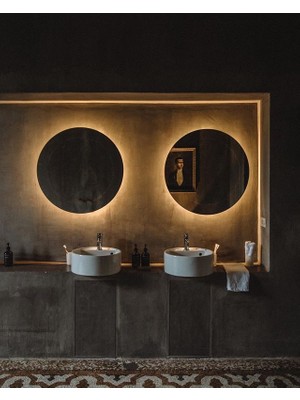 Nuun Dekor LED Işıklı Trafolu Yuvarlak Ayna