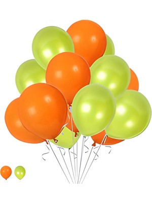 Hknys Açık Yeşil Turuncu  Metalik Balon 75'li