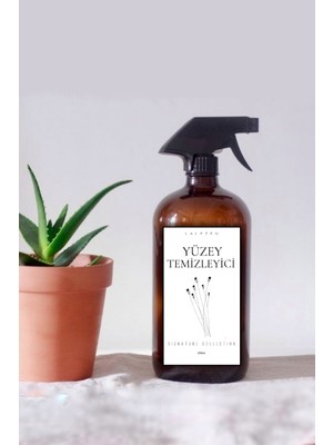 Lalezen Çiçekli Yüzey Temizleyici Etiketli Amber 500 ml Cam Şişe