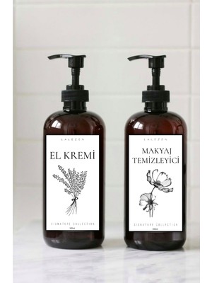 Lalezen El Kremi ve Makyaj Temizleyici Etiketli Amber Cam Şişe 500 ml