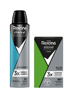 Rexona Men Erkek Sprey Deodorant 150 ml ve Stick Deodorant 45 ml Klinik Koruma ile Aktif Ferahlık