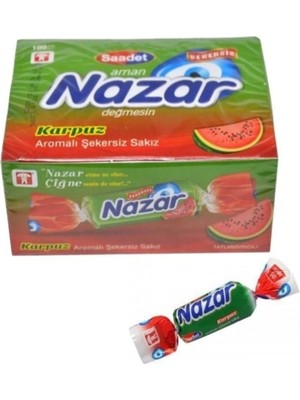Nazar Karpuz Aromalı Şekersiz Tekli Sakız 100'lü Sağlıklı Seçenek ile Tatlı Krizlerinizi Bastırın