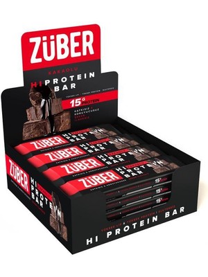 Züber Hi Protein Kakaolu Yüksek Protein Bar 45g x 12 Adet (15g Protein)