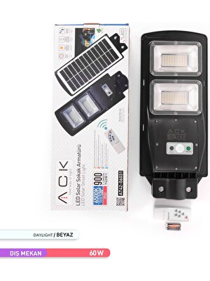 Ack 120 LED Li LED Solar Sokak Armatürü Siyah Kasa 6500K Beyaz Işık 3.2V 60W