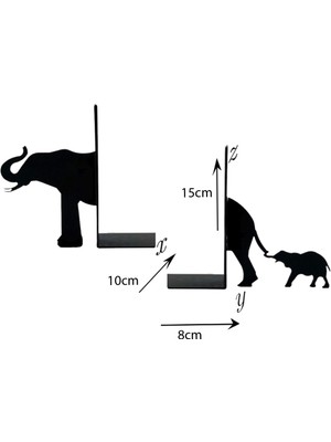 Hobi Demir Sanat Metal Kitap Tutucu Fil ve Yavrusu Figürlü Kitap Desteği, Dekoratif Kitaplık