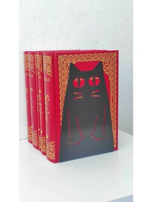 Hobi Demir Sanat Kedi Model Kitap Tutacağı - Hediyelik, Estetik ve Dekoratif Kitap Tutucu ( 2li Set ) Siyah