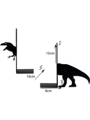 Hobi Demir Sanat Metal Kitap Tutucu T-Rex Figürlü Kitap Desteği, Dekoratif Kitaplık