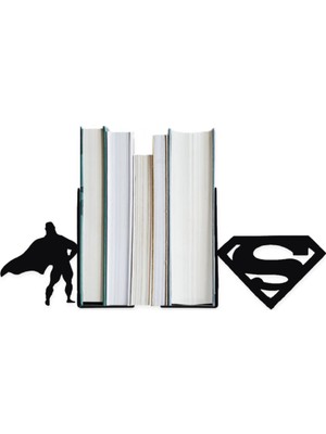 Hobi Demir Sanat Metal Kitap Tutucu Superman Figürlü Kitap Desteği, Dekoratif Kitaplık