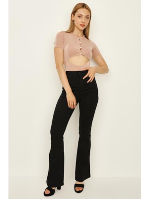 Select Moda Kadın Yüksek Bel Geniş Paça Jeans