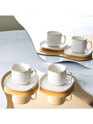 Karaca Plato 6 Kişilik Porselen Kahve Fincan Takımı 90 ml