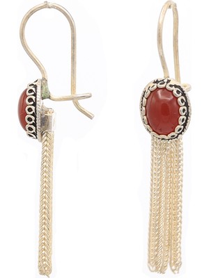 Midyat Nurtaş Gümüş Mardin Hasırı Akik Taşlı 925 Ayar Gümüş Küpe 201021410