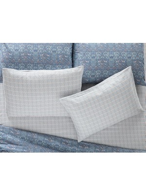 English Home Trellis Kolay Ütülenir 2'li Yastık Kılıfı 50 x 70 cm Mavi – Tarçın