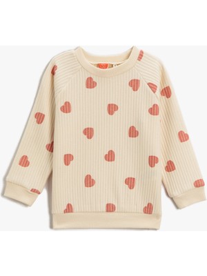 Koton Ribanalı Kalp Desenli Sweatshirt
