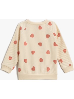 Koton Ribanalı Kalp Desenli Sweatshirt