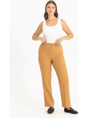 Galaxi Kadın Büyük Beden Klasik Kesim Pantolon 3051034 Camel