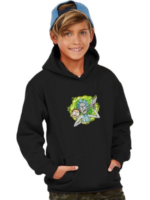 Hero Tasarım Rick And Morty Çocuk Sweatshirt Kapşonlu BLL2461