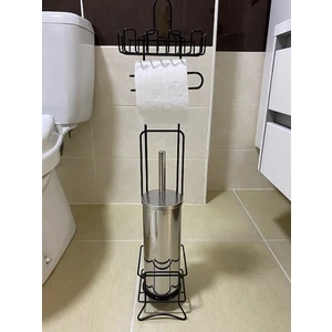 Renk Yapı Rüyası Metal Gri Ayaklı Tuvalet Kağıtlığı Wc Kağıtlık Paslanmaz Yedekli Tuvalet Kağıtlığı ve Wc Fırçalı Set