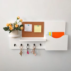 Eblo Home 58 cm Beyaz Mantar Pano Antre Askılık Anahtarlık
