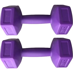 2 kg x 2 Adet Dambıl Vinyl Kaplı Dumbell Ağırlık - Mor