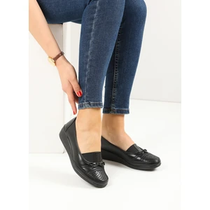 Kaof Shoes Kadın Ayzen Siyah Anne Babet Anne Klasik Ayakkabı Topuklu Günlük Ayakkabı Anne Ayakkabı